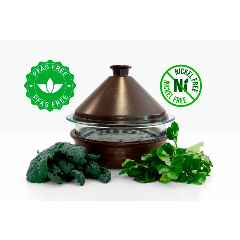 Vaporiera in ceramica Zisha 22 cm Pentola a vapore per una cottura sana