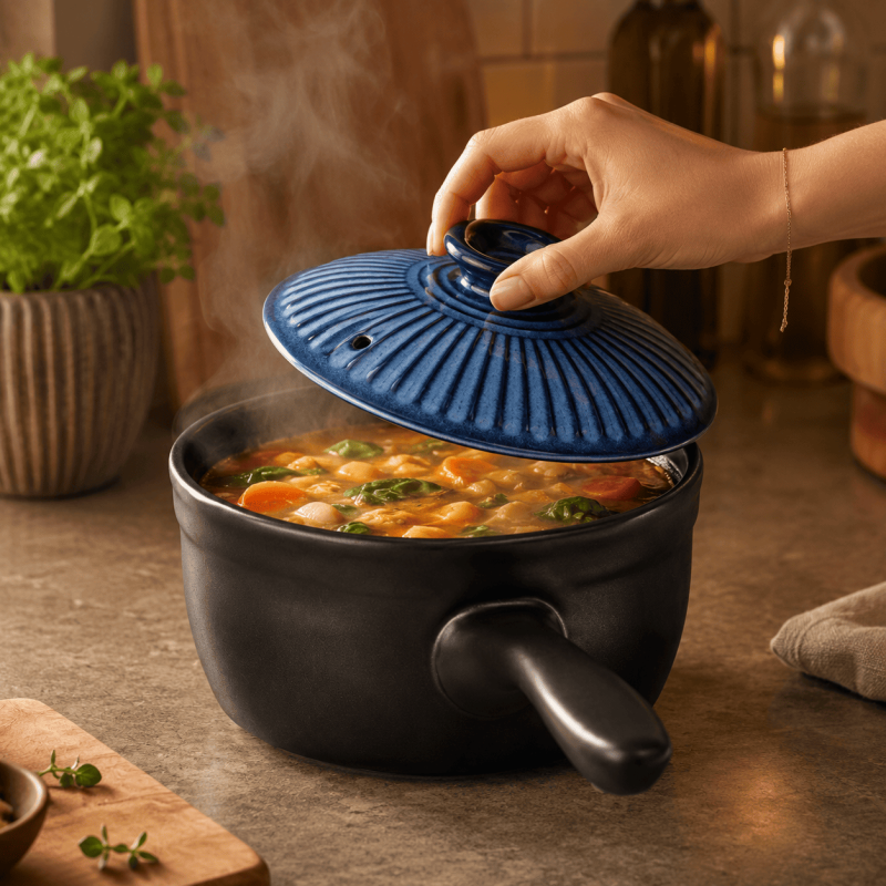 Casseruola con il manico in ceramica Spodumene 19 cm