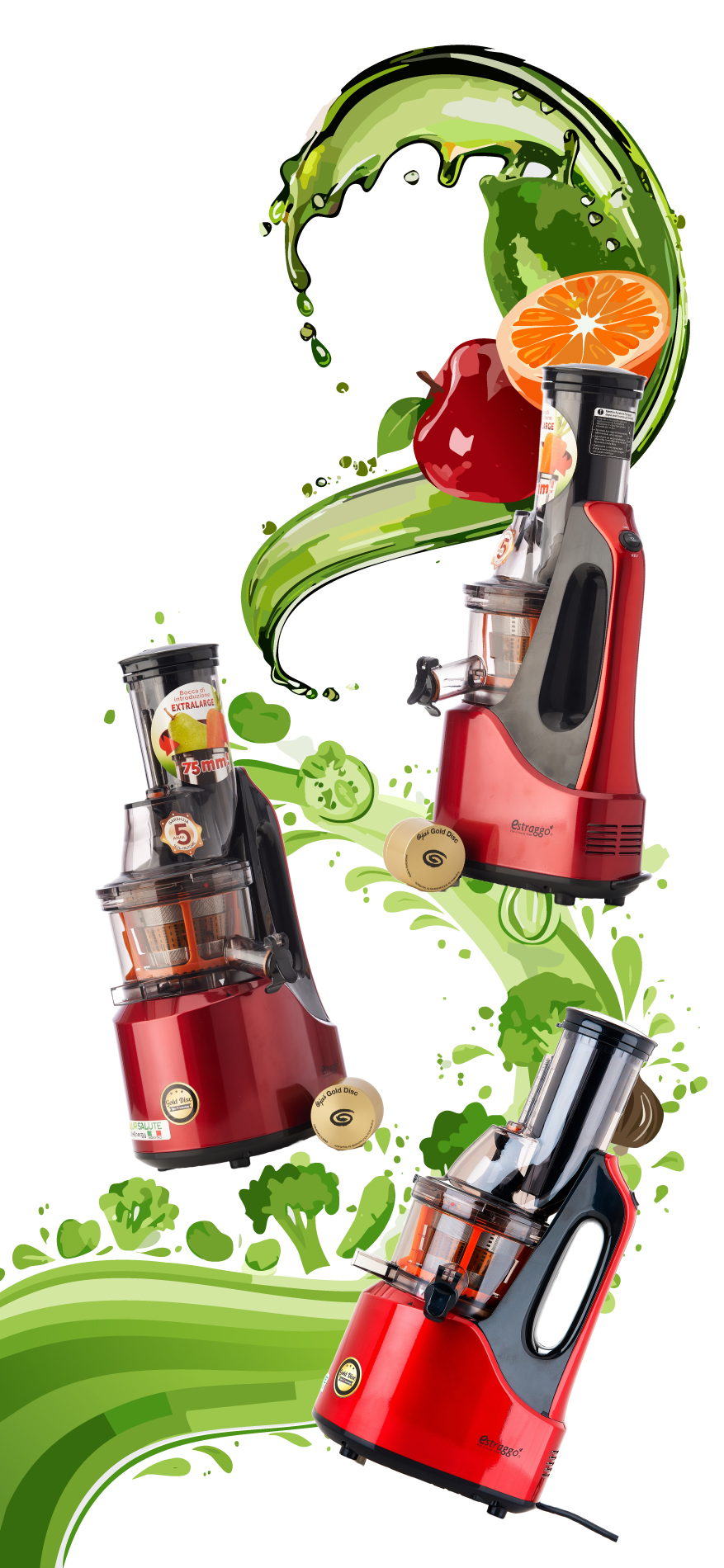 Professional slow juicers for fresh fruit and vegetables