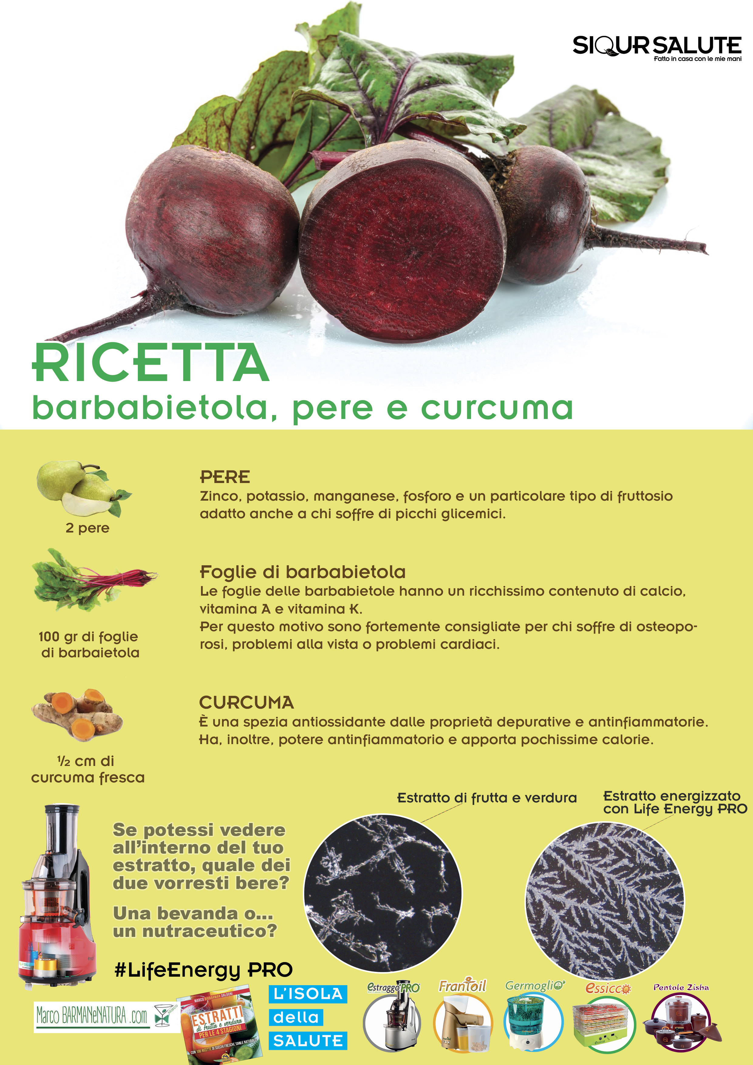 Ricetta barbabietola, pere e curcuma