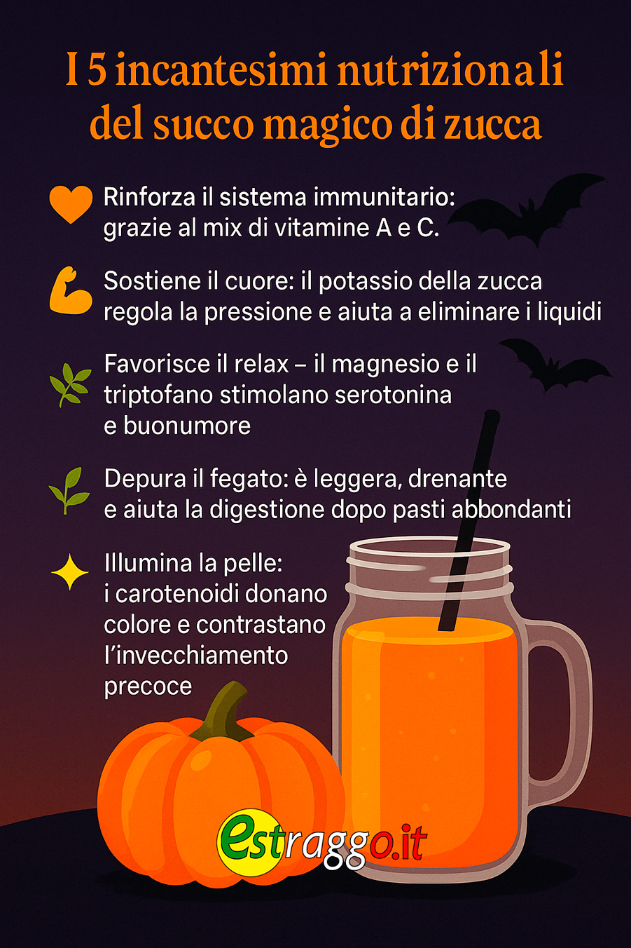 benefici e proprietà del succo di zucca estratto con l'estrattore di succo estraggo