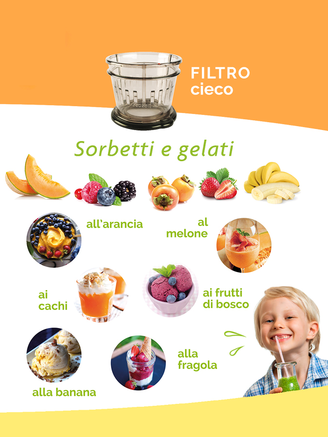 realizzare sorbetti e gelati con l'estrattore di succo estraggo